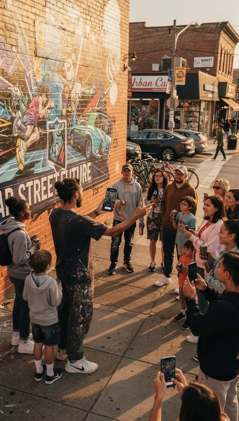 Community members collaborating on digital network solutions.