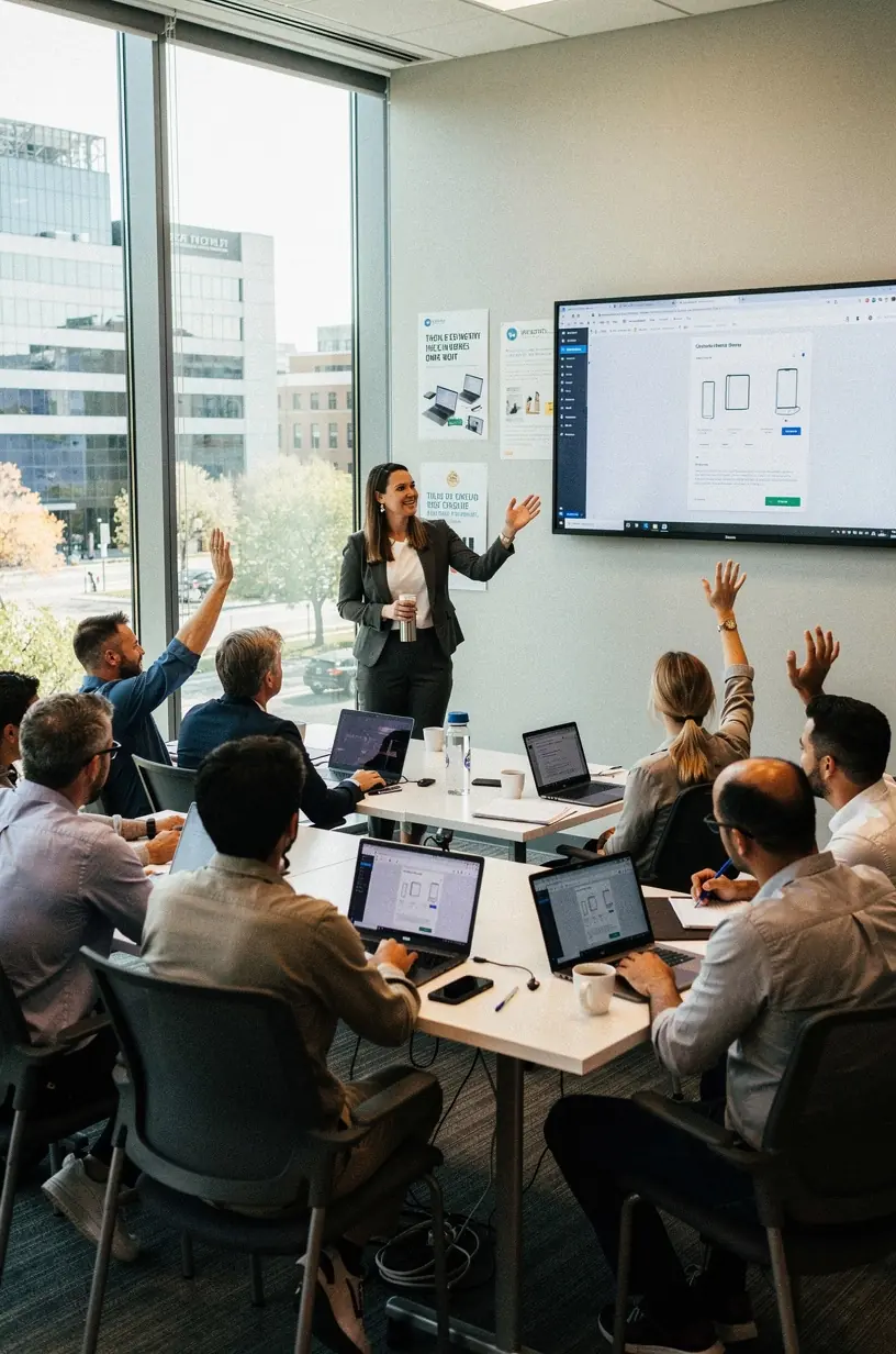 Community members discussing cybersecurity risks and solutions