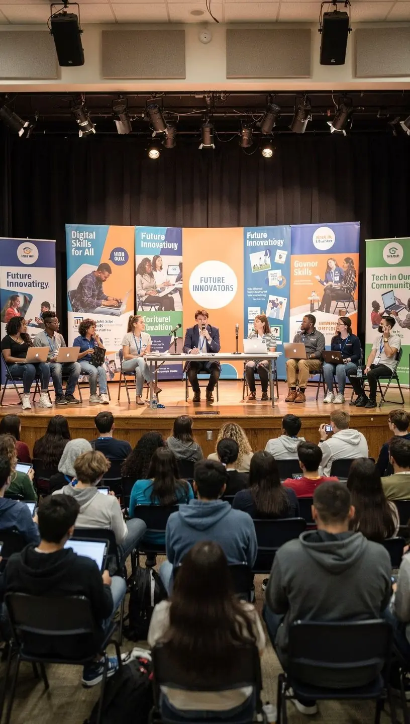 Community members collaborating on digital inclusion strategies