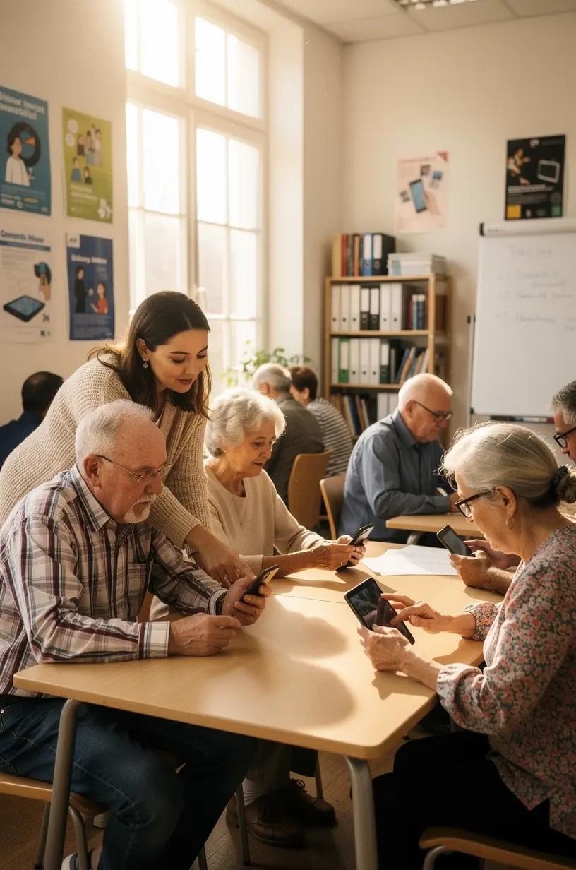 Community members engaging in digital literacy training session.
