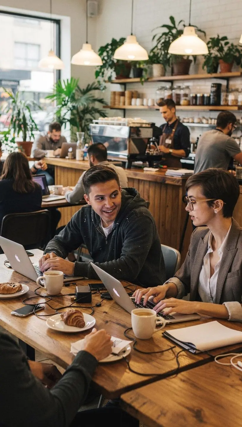 Social media icons connecting local community engagement